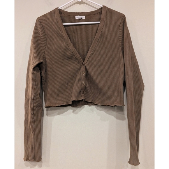 Good American Essential Ribbed Cardigan in Sepia Size XL - Picture 10 of 10